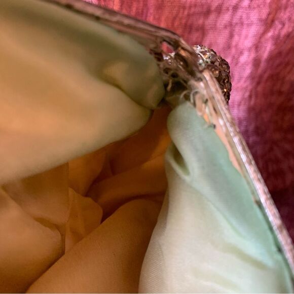 RARE Antique Rhinestone Mesh Kiss Lock Evening Bag Purse Wristlet Clutch - Picture 7 of 7